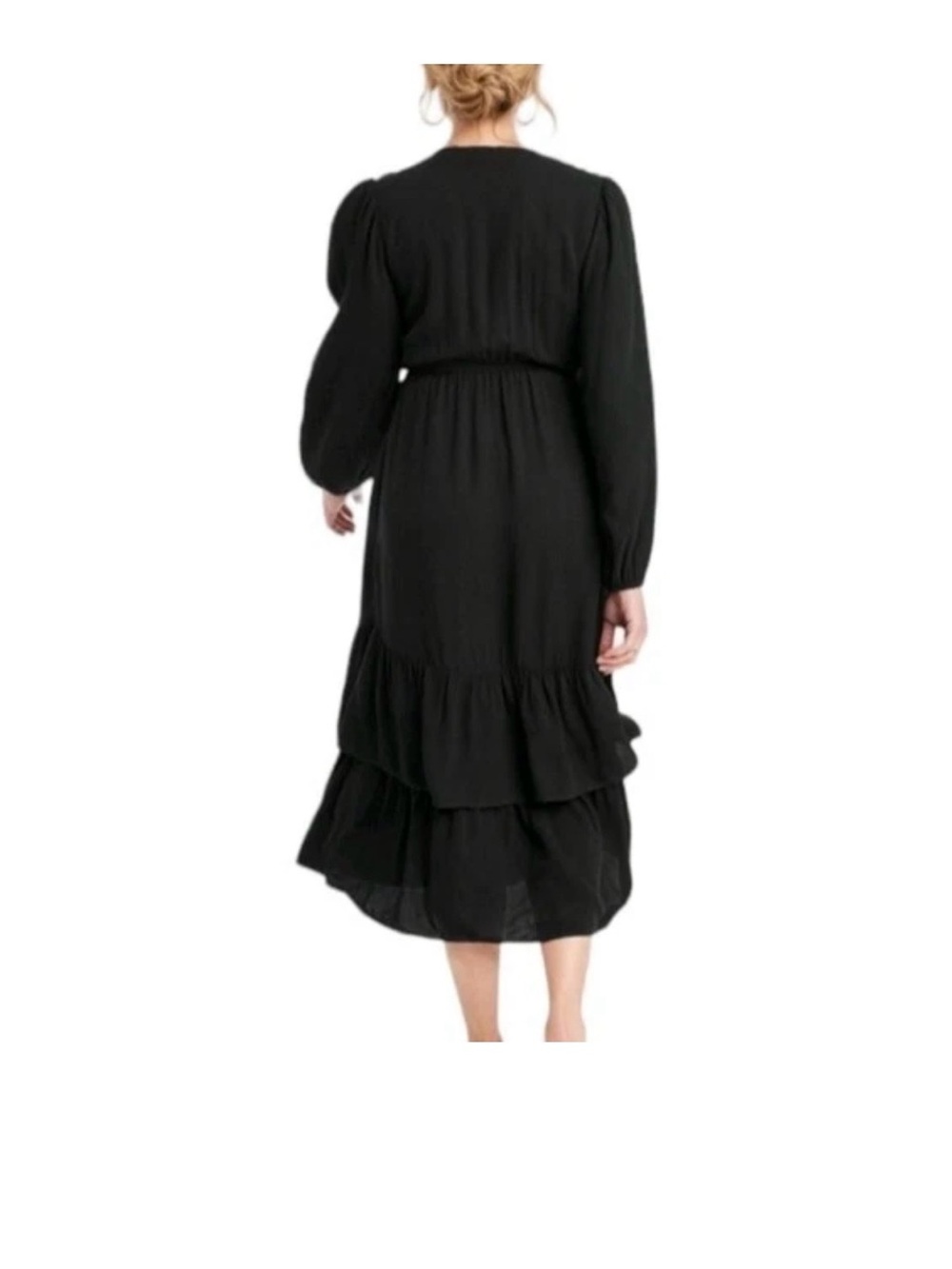 Knox Rose 100% Rayon Black Long-Sleeve Tiered Maxi Dress - Picture 4 of 10